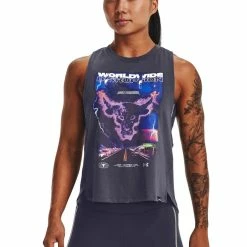 Best Pirce 🎉 Γυναικεία Αμάνικη Μπλούζα UNDER ARMOUR PROJECT ROCK WORLDWIDE TANK Ανθρακί 1373775-558 🌟